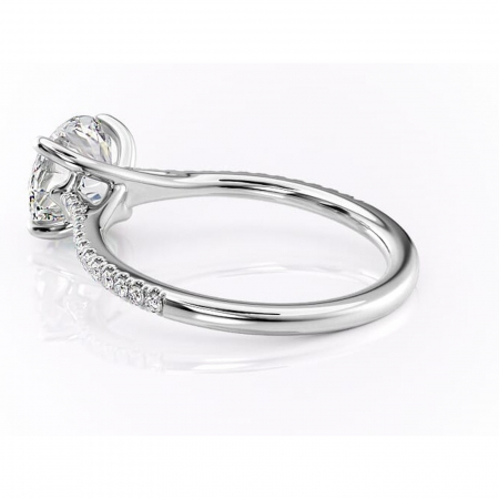 Inel de logodnă Victoria din aur Alb 14kt cu moissanite tăietură rotundă – Montură pavé rafinată pentru profil mediu | Personalizează și configurează gratuit online [4]