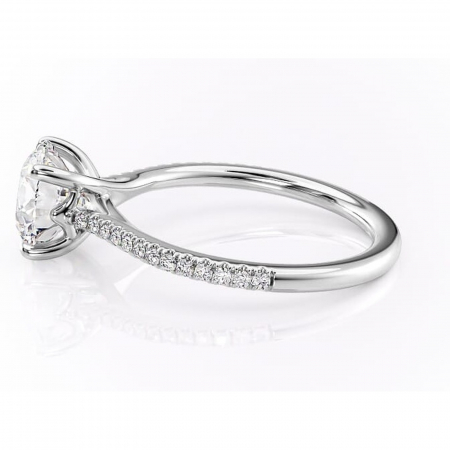 Inel de logodnă Victoria din aur Alb 14kt cu moissanite tăietură rotundă – Montură pavé rafinată pentru profil mediu | Personalizează și configurează gratuit online [5]