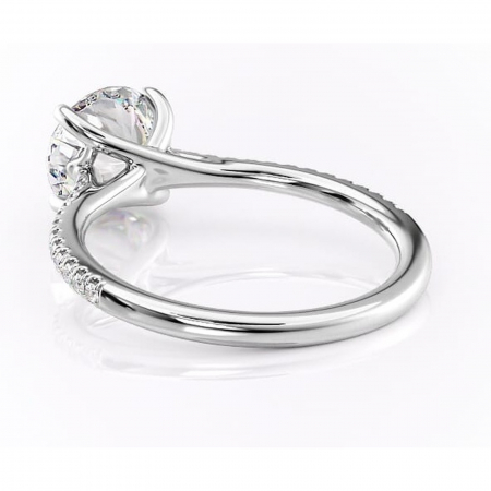 Inel de logodnă Victoria din aur Alb 14kt cu moissanite tăietură rotundă – Montură pavé rafinată pentru profil mediu | Personalizează și configurează gratuit online [3]