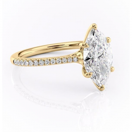 Marquise - Inel de logodnă Victoria din aur Galben 18kt cu moissanite tăietură marquise – Montură pavé rafinată pentru profil mediu | Personalizează și configurează gratuit online