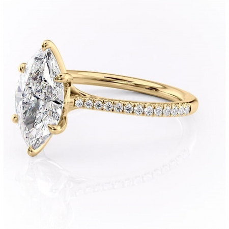 Inel de logodnă Victoria din aur Galben 14kt cu moissanite tăietură marquise – Montură pavé rafinată pentru profil mediu | Personalizează și configurează gratuit online [6]