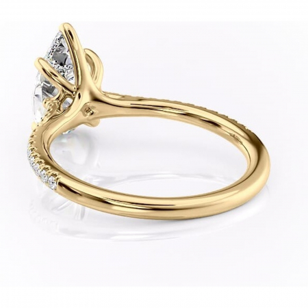 Inel de logodnă Victoria din aur Galben 14kt cu moissanite tăietură pară – Montură pavé rafinată pentru profil mediu | Personalizează și configurează gratuit online [3]