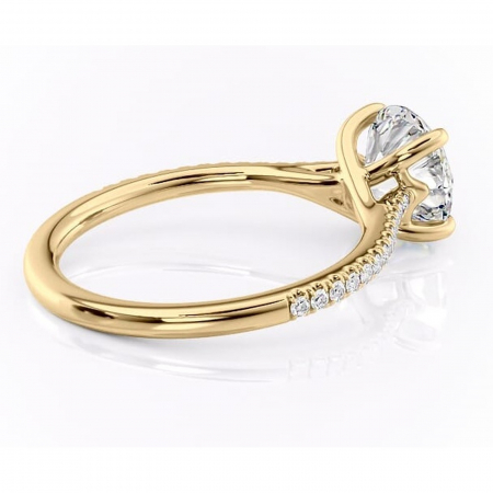 Inel de logodnă Victoria din aur Galben 14kt cu moissanite tăietură rotundă – Montură pavé rafinată pentru profil mediu | Personalizează și configurează gratuit online [2]