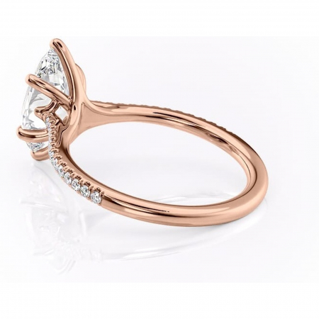 Inel de logodnă Victoria din aur Rose 14kt cu moissanite tăietură marquise – Montură pavé rafinată pentru profil mediu | Personalizează și configurează gratuit online [4]