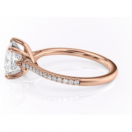 Inel de logodnă Victoria din aur Rose 18kt cu moissanite tăietură princess – Montură pavé rafinată pentru profil mediu | Personalizează și configurează gratuit online [5]