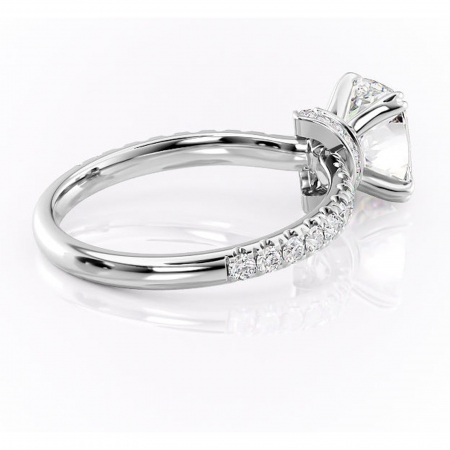 Inel de logodnă Vivienne din aur Alb 14kt cu moissanite tăietură asscher – Montură pavé rafinată pentru profil înalt | Personalizează și configurează gratuit online [2]