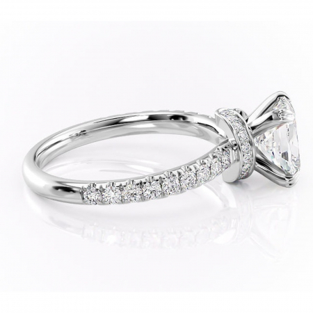 Inel de logodnă Vivienne din aur Alb 14kt cu moissanite tăietură asscher – Montură pavé rafinată pentru profil înalt | Personalizează și configurează gratuit online [1]