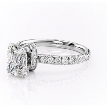 Inel de logodnă Vivienne din aur Alb 14kt cu moissanite tăietură asscher – Montură pavé rafinată pentru profil înalt | Personalizează și configurează gratuit online [6]