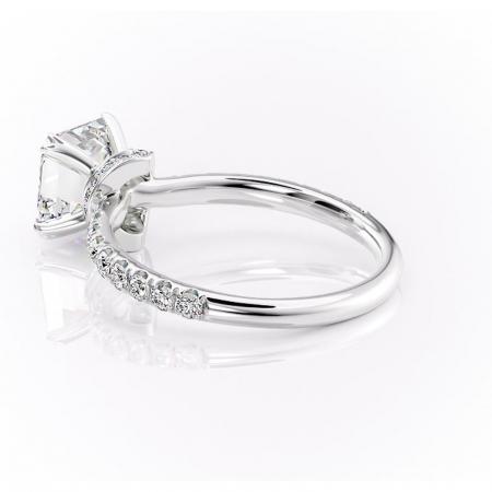 Inel de logodnă Vivienne din aur Alb 14kt cu moissanite tăietură asscher – Montură pavé rafinată pentru profil înalt | Personalizează și configurează gratuit online [4]