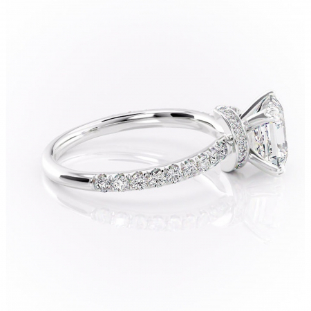 Inel de logodnă Vivienne din aur Alb 14kt cu moissanite tăietură asscher – Montură pavé rafinată pentru profil înalt | Personalizează și configurează gratuit online [1]