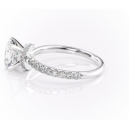 Inel de logodnă Vivienne din aur Alb 14kt cu moissanite tăietură asscher – Montură pavé rafinată pentru profil înalt | Personalizează și configurează gratuit online [5]