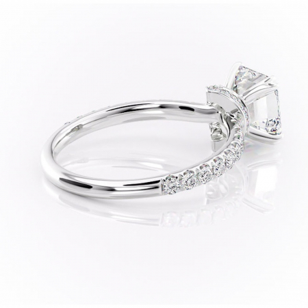 Inel de logodnă Vivienne din aur Alb 14kt cu moissanite tăietură asscher – Montură pavé rafinată pentru profil înalt | Personalizează și configurează gratuit online [2]