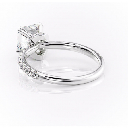 Inel de logodnă Vivienne din aur Alb 14kt cu moissanite tăietură asscher – Montură pavé rafinată pentru profil înalt | Personalizează și configurează gratuit online [3]