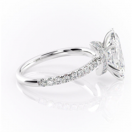 Inel de logodnă Vivienne din aur Alb 14kt cu moissanite tăietură marquise – Montură pavé rafinată pentru profil înalt | Personalizează și configurează gratuit online [1]