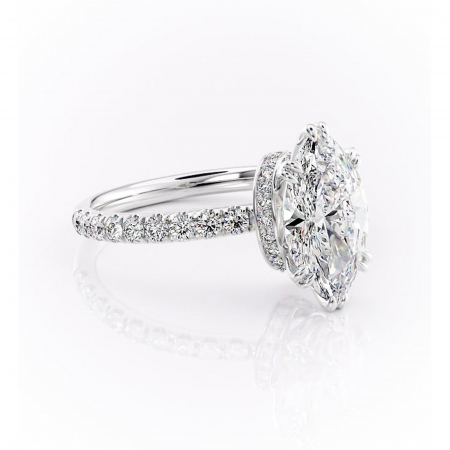 Marquise - Inel de logodnă Vivienne din aur Alb 14kt cu moissanite tăietură marquise – Montură pavé rafinată pentru profil înalt | Personalizează și configurează gratuit online