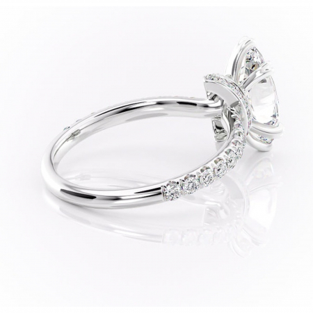 Inel de logodnă Vivienne din aur Alb 14kt cu moissanite tăietură marquise – Montură pavé rafinată pentru profil înalt | Personalizează și configurează gratuit online [2]