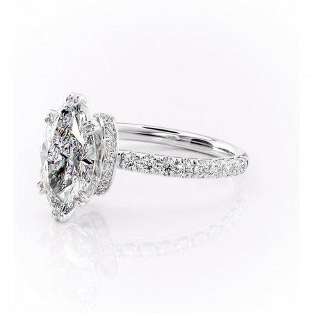 Inel de logodnă Vivienne din aur Alb 14kt cu moissanite tăietură marquise – Montură pavé rafinată pentru profil înalt | Personalizează și configurează gratuit online [6]