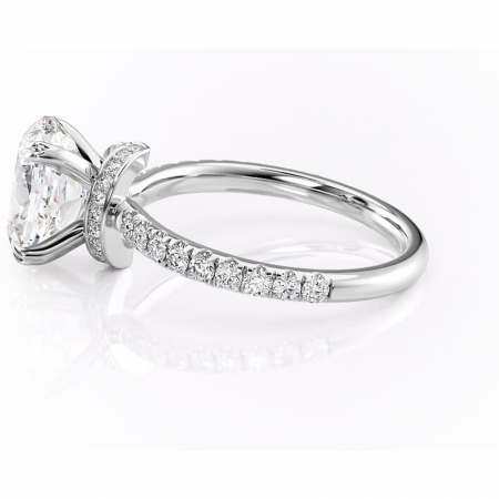 Inel de logodnă Vivienne din aur Alb 14kt cu moissanite tăietură ovală – Montură pavé rafinată pentru profil înalt | Personalizează și configurează gratuit online [5]