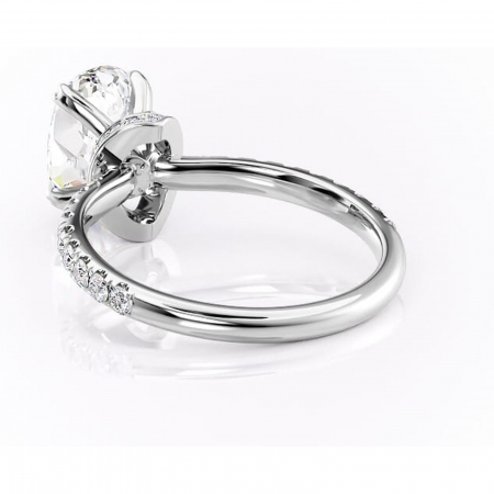 Inel de logodnă Vivienne din aur Alb 14kt cu moissanite tăietură ovală – Montură pavé rafinată pentru profil înalt | Personalizează și configurează gratuit online [3]