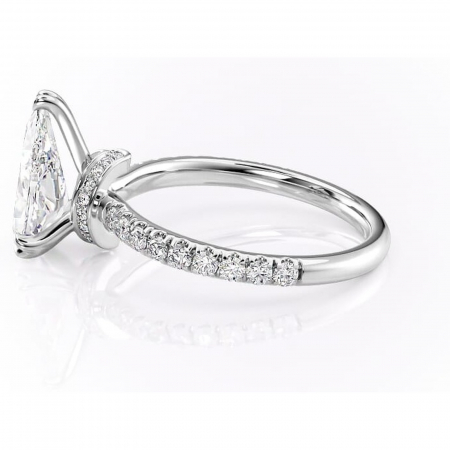 Inel de logodnă Vivienne din aur Alb 14kt cu moissanite tăietură pară – Montură pavé rafinată pentru profil înalt | Personalizează și configurează gratuit online [5]