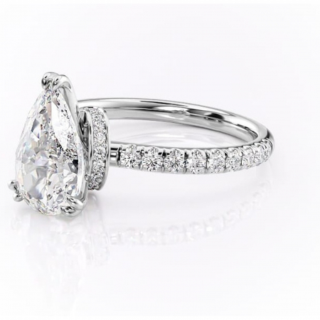 Inel de logodnă Vivienne din aur Alb 14kt cu moissanite tăietură pară – Montură pavé rafinată pentru profil înalt | Personalizează și configurează gratuit online [6]