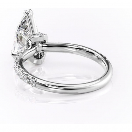 Inel de logodnă Vivienne din aur Alb 14kt cu moissanite tăietură pară – Montură pavé rafinată pentru profil înalt | Personalizează și configurează gratuit online [3]