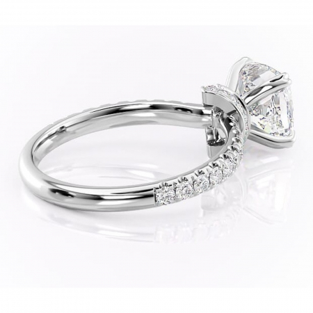 Inel de logodnă Vivienne din aur Alb 14kt cu moissanite tăietură pernă – Montură pavé rafinată pentru profil înalt | Personalizează și configurează gratuit online [2]