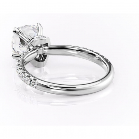 Inel de logodnă Vivienne din aur Alb 14kt cu moissanite tăietură pernă – Montură pavé rafinată pentru profil înalt | Personalizează și configurează gratuit online [3]