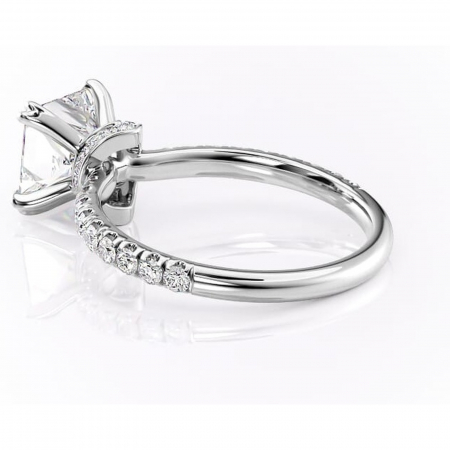 Inel de logodnă Vivienne din aur Alb 14kt cu moissanite tăietură princess – Montură pavé rafinată pentru profil înalt | Personalizează și configurează gratuit online [4]