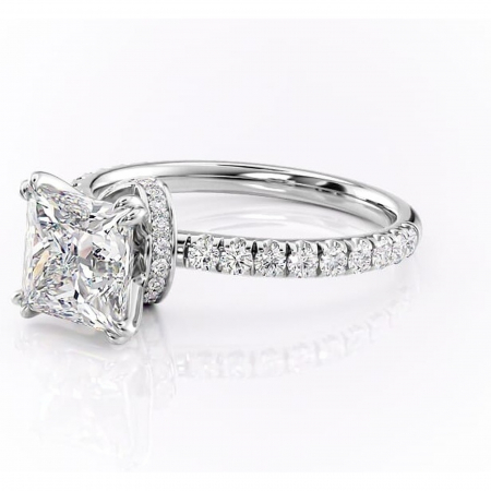 Inel de logodnă Vivienne din aur Alb 14kt cu moissanite tăietură princess – Montură pavé rafinată pentru profil înalt | Personalizează și configurează gratuit online [6]