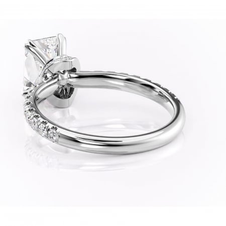 Inel de logodnă Vivienne din aur Alb 14kt cu moissanite tăietură radiantă – Montură pavé rafinată pentru profil înalt | Personalizează și configurează gratuit online [3]