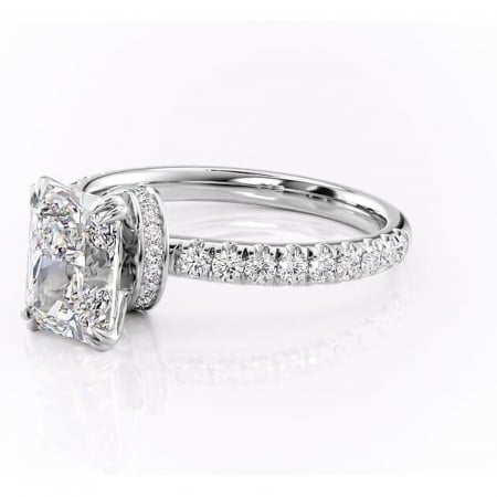 Inel de logodnă Vivienne din aur Alb 14kt cu moissanite tăietură radiantă – Montură pavé rafinată pentru profil înalt | Personalizează și configurează gratuit online [6]