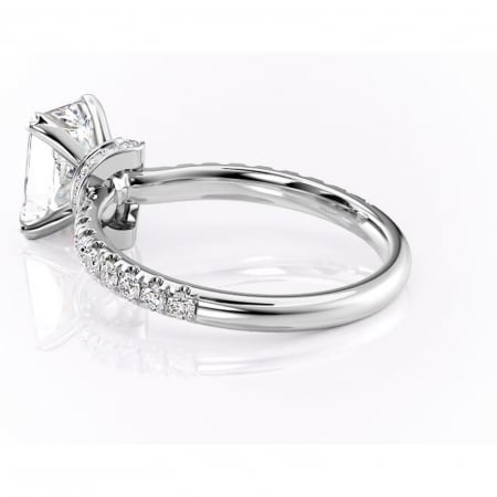 Inel de logodnă Vivienne din aur Alb 14kt cu moissanite tăietură radiantă – Montură pavé rafinată pentru profil înalt | Personalizează și configurează gratuit online [4]