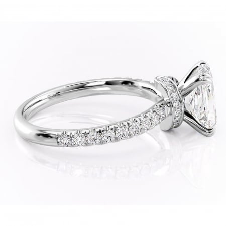 Inel de logodnă Vivienne din aur Alb 14kt cu moissanite tăietură radiantă – Montură pavé rafinată pentru profil înalt | Personalizează și configurează gratuit online [1]
