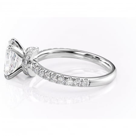 Inel de logodnă Vivienne din aur Alb 14kt cu moissanite tăietură radiantă – Montură pavé rafinată pentru profil înalt | Personalizează și configurează gratuit online [5]
