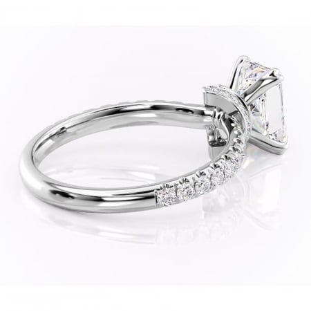 Inel de logodnă Vivienne din aur Alb 14kt cu moissanite tăietură radiantă – Montură pavé rafinată pentru profil înalt | Personalizează și configurează gratuit online [2]