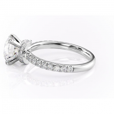 Inel de logodnă Vivienne din aur Alb 14kt cu moissanite tăietură rotundă – Montură pavé rafinată pentru profil înalt | Personalizează și configurează gratuit online [5]