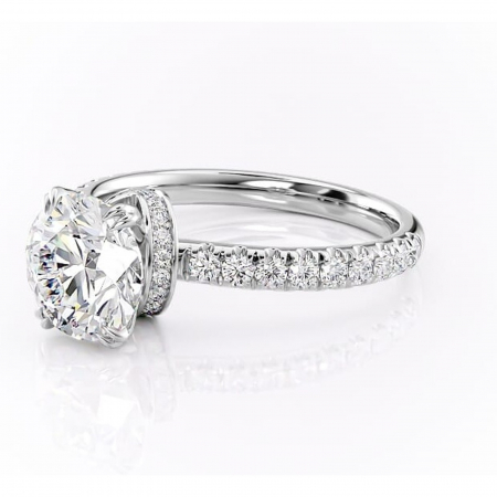 Inel de logodnă Vivienne din aur Alb 14kt cu moissanite tăietură rotundă – Montură pavé rafinată pentru profil înalt | Personalizează și configurează gratuit online [6]