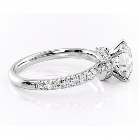 Inel de logodnă Vivienne din aur Alb 14kt cu moissanite tăietură rotundă – Montură pavé rafinată pentru profil înalt | Personalizează și configurează gratuit online [1]