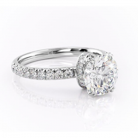 Halo - Inel de logodnă Vivienne din aur Alb 14kt cu moissanite tăietură rotundă – Montură pavé rafinată pentru profil înalt | Personalizează și configurează gratuit online