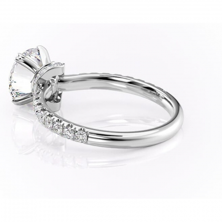 Inel de logodnă Vivienne din aur Alb 14kt cu moissanite tăietură rotundă – Montură pavé rafinată pentru profil înalt | Personalizează și configurează gratuit online [4]