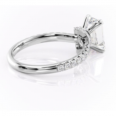 Inel de logodnă Vivienne din aur Alb 14kt cu moissanite tăietură smarald – Montură pavé rafinată pentru profil înalt | Personalizează și configurează gratuit online [2]