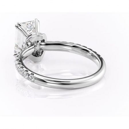 Inel de logodnă Vivienne din aur Alb 14kt cu moissanite tăietură smarald – Montură pavé rafinată pentru profil înalt | Personalizează și configurează gratuit online [3]