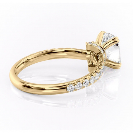 Inel de logodnă Vivienne din aur Galben 14kt cu moissanite tăietură asscher – Montură pavé rafinată pentru profil înalt | Personalizează și configurează gratuit online [2]