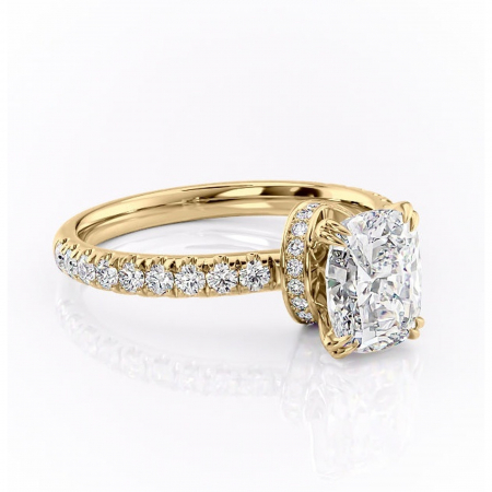 Aur galben - Inel de logodnă Vivienne din aur Galben 14kt cu moissanite tăietură asscher – Montură pavé rafinată pentru profil înalt | Personalizează și configurează gratuit online