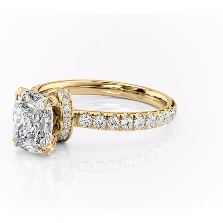 Inel de logodnă Vivienne din aur Galben 14kt cu moissanite tăietură asscher – Montură pavé rafinată pentru profil înalt | Personalizează și configurează gratuit online [6]