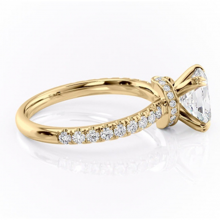 Inel de logodnă Vivienne din aur Galben 14kt cu moissanite tăietură asscher – Montură pavé rafinată pentru profil înalt | Personalizează și configurează gratuit online [1]