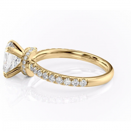 Inel de logodnă Vivienne din aur Galben 14kt cu moissanite tăietură asscher – Montură pavé rafinată pentru profil înalt | Personalizează și configurează gratuit online [5]