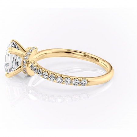 Inel de logodnă Vivienne din aur Galben 14kt cu moissanite tăietură asscher – Montură pavé rafinată pentru profil înalt | Personalizează și configurează gratuit online [5]