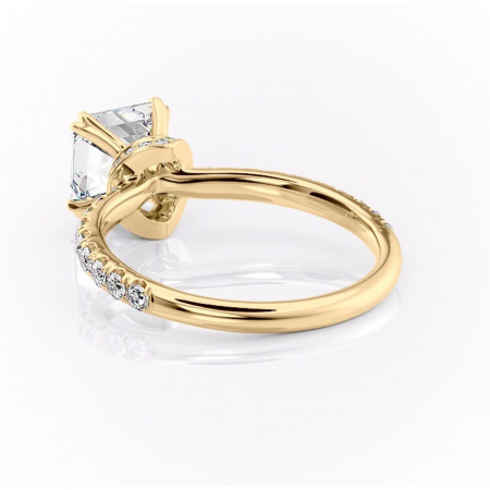 Inel de logodnă Vivienne din aur Galben 14kt cu moissanite tăietură asscher – Montură pavé rafinată pentru profil înalt | Personalizează și configurează gratuit online [3]